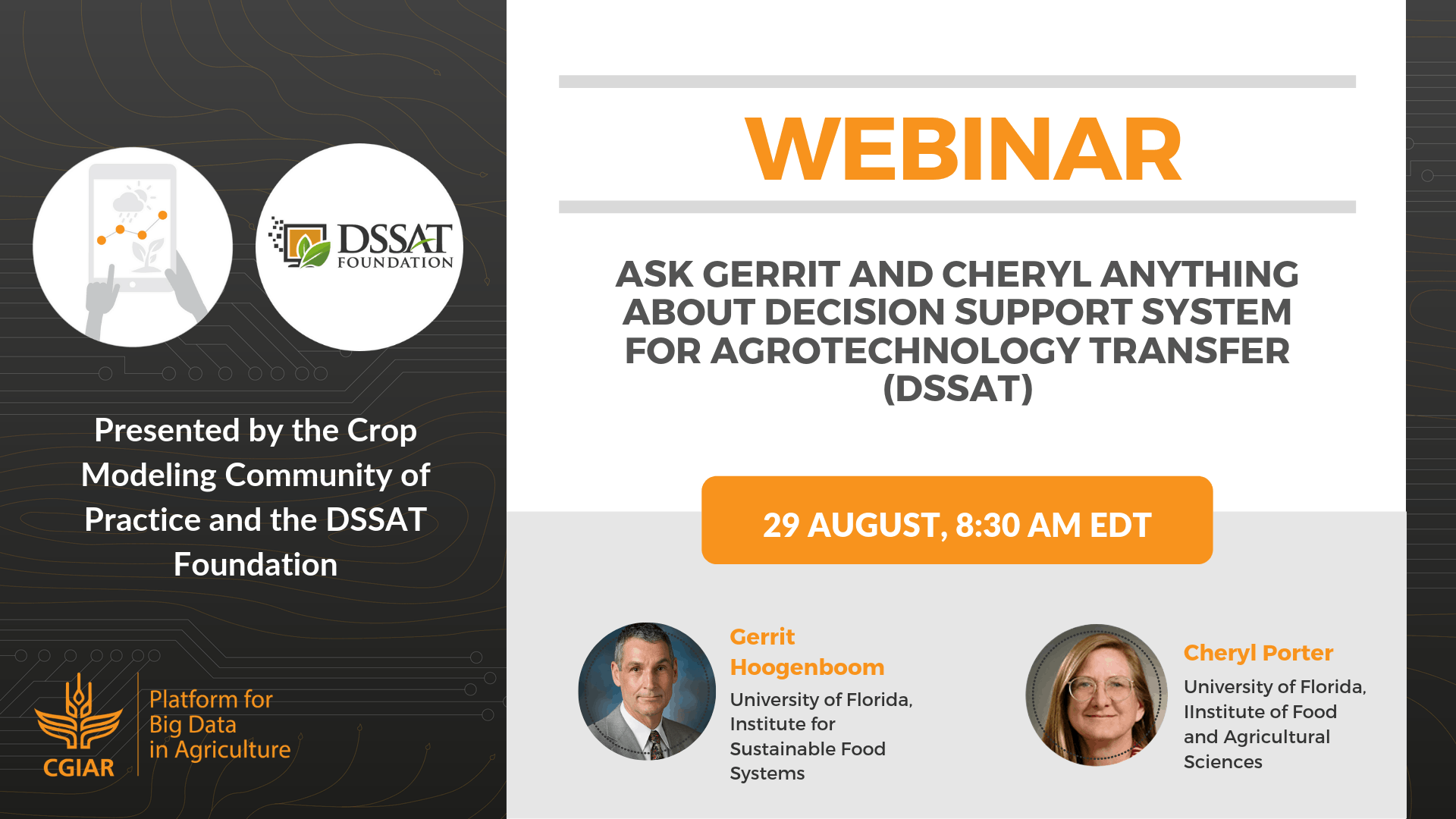 Webinar - Ask Gerrit and Cheryl Anything about DSSAT
